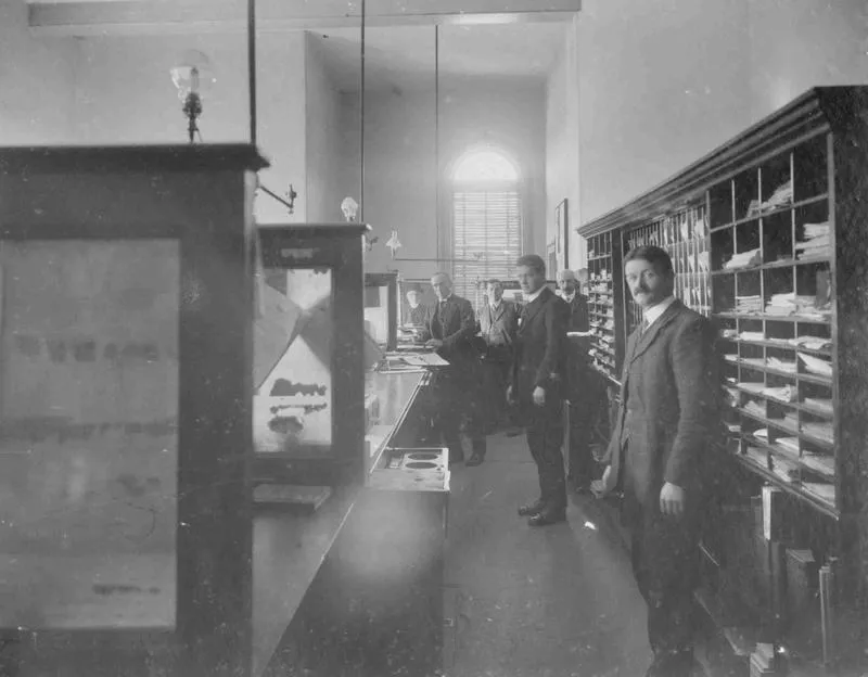 Counters and staff, Post and Telegraph Department, Oamaru Post Office