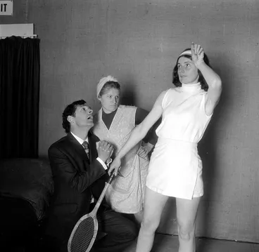 Image: Heretaunga Players; The Real Inspector Hound: Roger Burr, Margaret Belsham, Sue Hodgkinson.