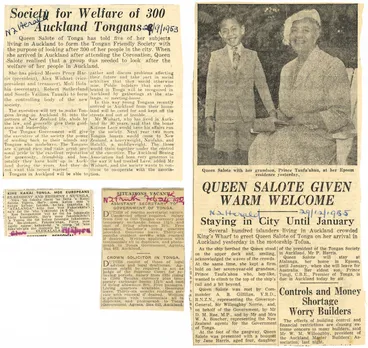 Image: [Selection of four newsclippings about Tonga and Tongans. 1953-1955]