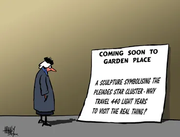 Image: Hawkey, Allan Charles, 1941- : Coming soon to Garden Place ... 6 May 2011