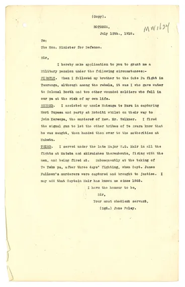 Jane Foley, a.k.a. Heni Pore, Maori War file Image: Jane Foley, a.k.a. Heni Pore, Maori War file