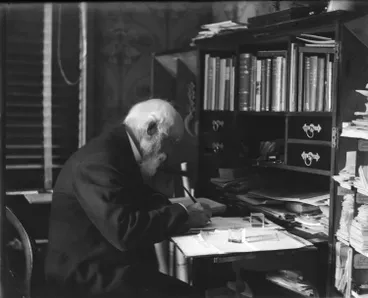 Image: Samuel Vaile writing, Arney Road, Remuera, 1907
