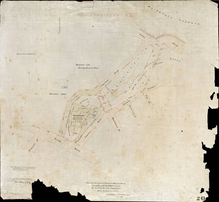 Plan of land situated in Mechanic's Bay Auckland to be taken under the public works act by the N.Z. Railway Department