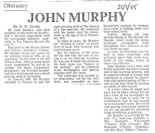 Obituary: John Murphy