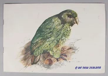 Image: Air New Zealand menu with illustration of a kakapo