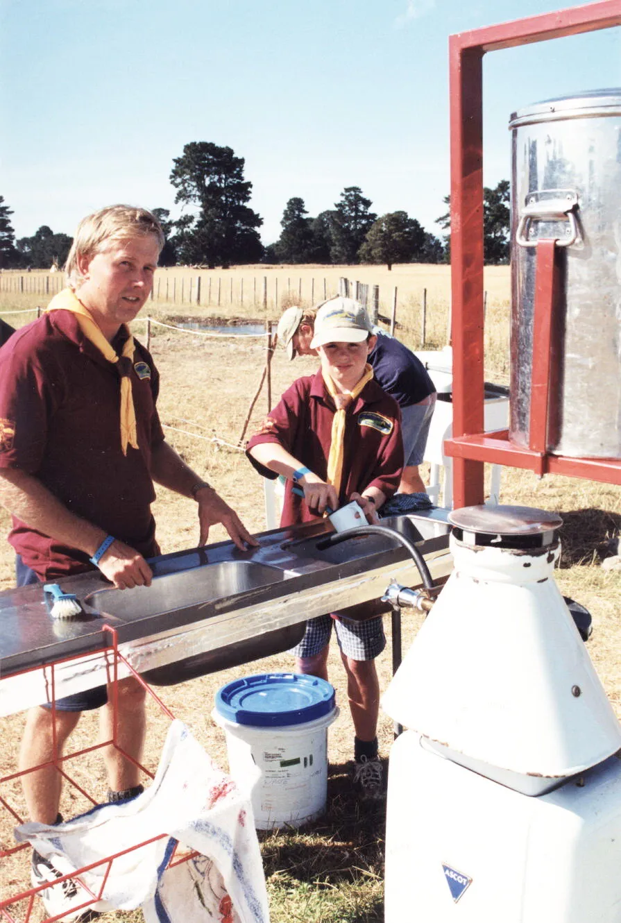 Scouts; Jamboree, Greytown; Moonshine leader Keith Budd, Michael Garnett.