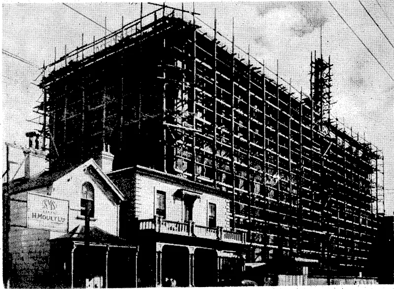 Building activity in the-city is shown in these pictures. On the left is . the new Post and Telegraph D epartment building,; on the corner of Herd and Chaffers Streets, ivhich is to accommodate the accountants' branch of the G.P.O. and also to be used as a depot. Above is the new dental clinic building in Upper. Willis Street. (Evening Post, 25 March 1939)