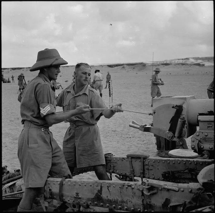 Cleaning the guns after shoot, Egypt