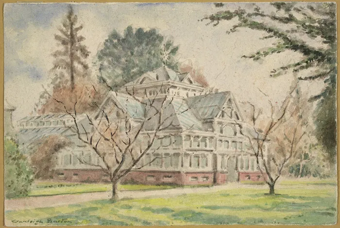 Barton, Cranleigh Harper, 1890-1975 :Townend Glass House, Christchurch Botanical Gardens [ca 1919] Demolished 1955