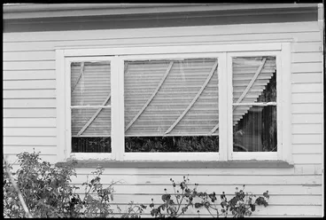 Image: Venetian blinds moved out of place by Edgecumbe earthquake - Photograph taken by John Nicholson