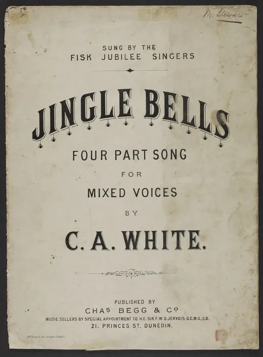 Jingle bells : four part song for mixed voices / by C.A. White.
