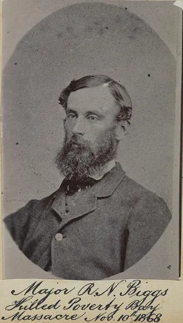 Image: "Major R. N. Biggs, Killed Poverty Bay Massacre Nov. 10th 1868"