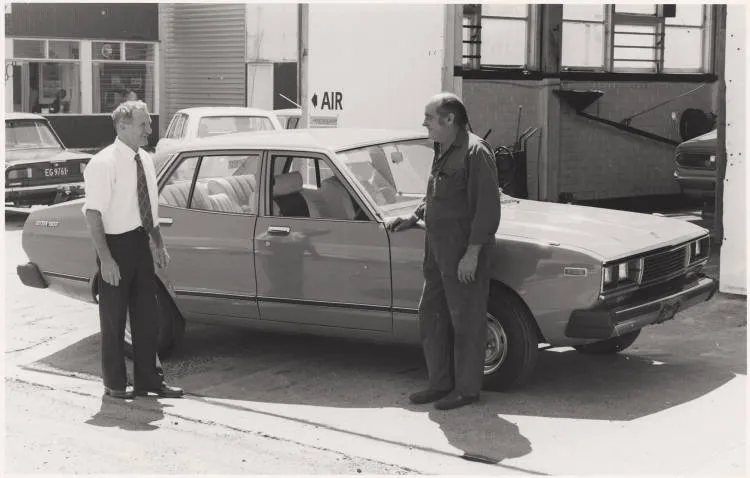 New car impresses, Tuakau, 1979