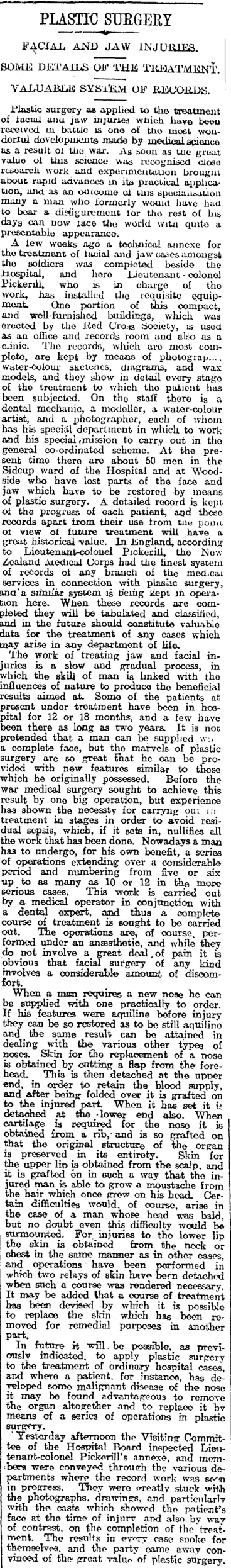 Image: PLASTIC SURGERY (Otago Daily Times 6-9-1919)