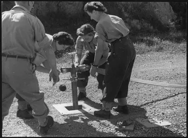 Image: WAAC Camp fire brigade practice, Miramar, Wellington