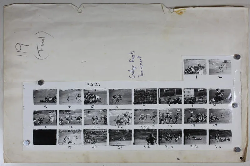 Geoffrey C Wood Nelson Evening Mail proof sheet: Inter College Rugby Tournament