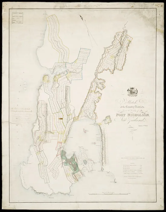 Sketch of the country districts in the vicinity of Port Nicholson, New Zealand , Jan. 4th, 1843 / engraved by R.H. Davies.