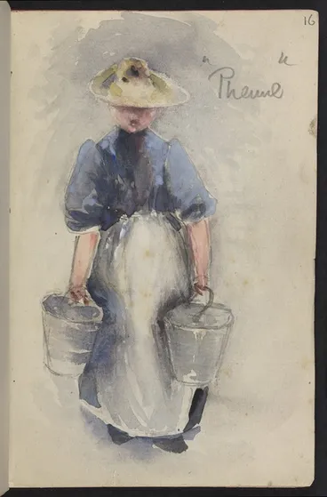 Image: Hodgkins, Frances Mary 1869-1947 :Phemie [carrying buckets. ca 1890]