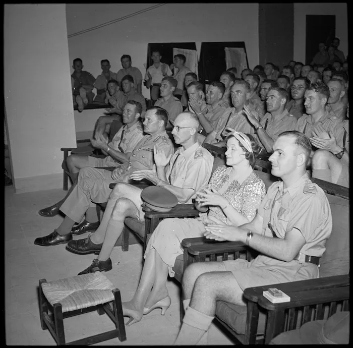Senior NZ officers watching the Kiwi Concert Party perform in Egypt