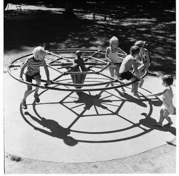 Image: Hagley Park playground, Oxford Terrace and Cathedral Square, Christchurch, 1971.