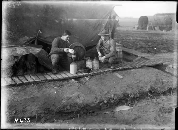 Image: Issuing the rum ration to troops in the front trenches, World War I