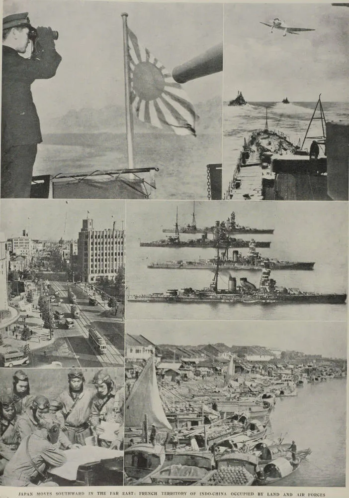 Japan moves southward in the Far East: French territory of Indo-china occupied by land and air forces