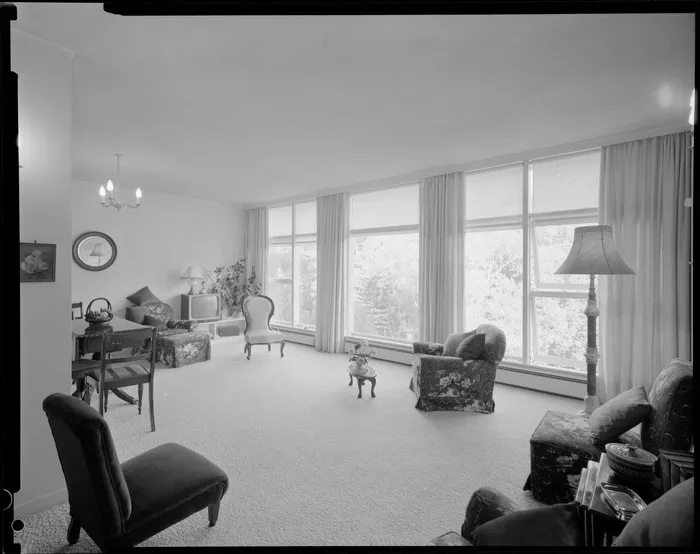 Living room of Herbert Gardens Flats, The Terrace, Wellington