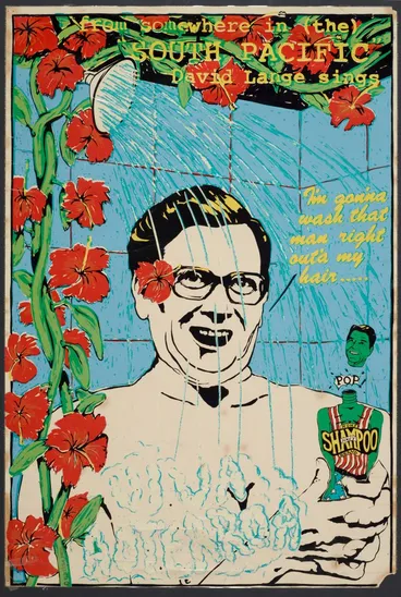Image: Poster, 'from somewhere in (the) "South Pacific" David Lange sings'