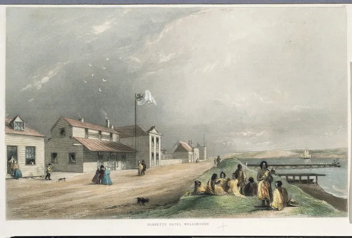 [Brees, Samuel Charles] 1810-1865 :Barrett's Hotel, Wellington [Between 1842 and 1845] Drawn by S C Brees ; engraved by Henry Melville [London, 1847]