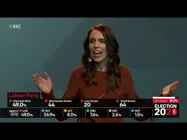 Image: Election 2020 Labour leader Jacinda Ardern claims victory
