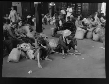 Image: Unidentified refugees from Canton at railway station, Kowloon, Hong Kong