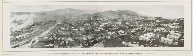 Looking north from the Newtown end of the city. This comprehensive unique view was obtained from the electric tramway power house