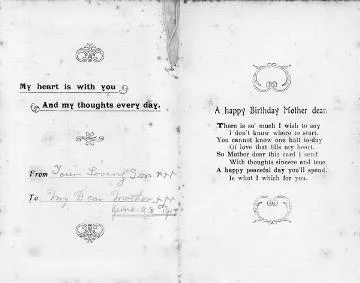 'Kind thoughts' : birthday postcard