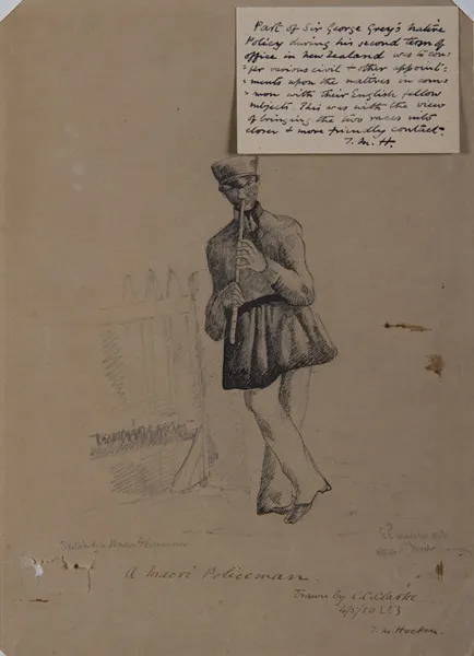 Sketch of a Maori policeman. 1850.