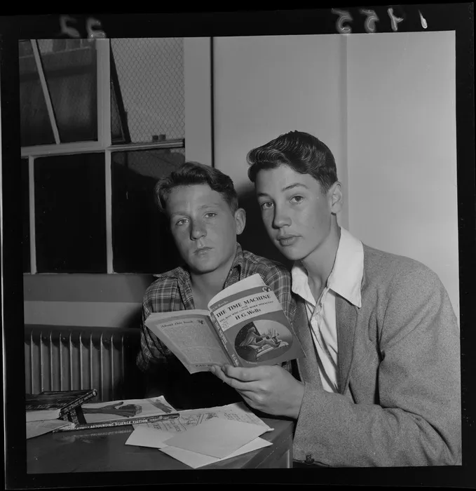 John Morgan and Richard Paris, reading science fiction books