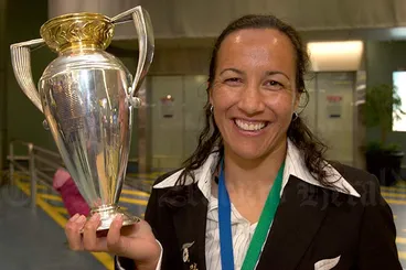 Image: Farah Palmer with women's rugby World Cup