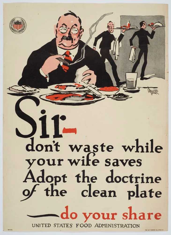 Poster, 'Sir - don't waste while your wife saves'