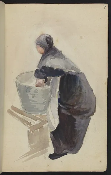 Image: Hodgkins, Frances Mary, 1869-1947 :[Phemie doing the laundry. ca 1890]