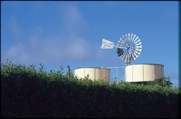 Image: Large silos and windmill