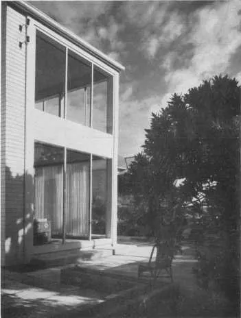 Black and white photograph of house exterior, designed by E. A. and Anna Plischke