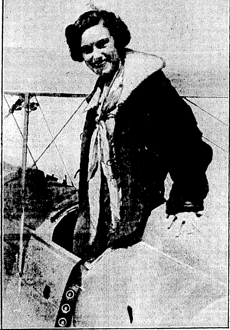 Sydney Slorning Herald" Photo. NEW ZEALAND'S ' MOST POPULAR AIRWOMAN.—Miss.. Jean Batten, photographed at Mascot Aerodrome, Sydney, on March 8, as she was about to take off for her solo flight to England. (Evening Post, 18 April 1935)