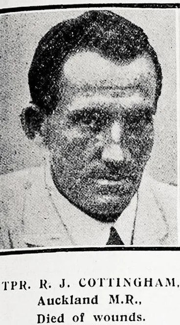 Image: Trooper K. J. Cottingham, Auckland Mounted Rifles, died of wounds