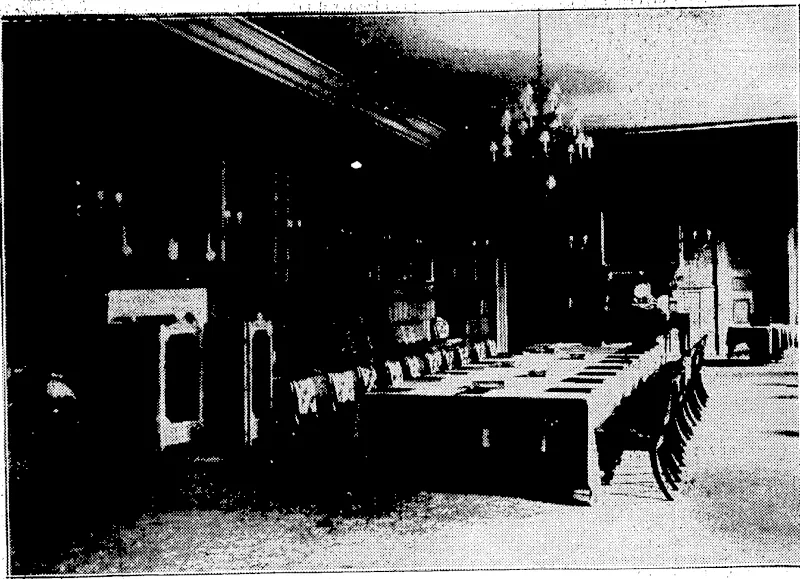 WHERE THE FIVE-POWER NAVAL CONFERENCE WILL BE HELD.—Conference roomin ,' ; : ■ St. James's Palace, London, lent by the King for statesmen of the British Empire, the- United . /'.:;.. ' ■ -States, France, Italy,-and Japan-to confer on naval matters on 21st January,- • (Evening Post, 03 January 1930)