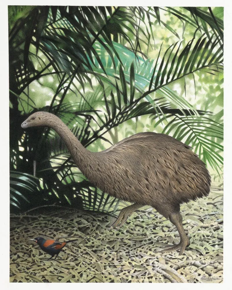 Little Bush Moa. Anomalopteryx didiformis. From the series: Extinct Birds of New Zealand.