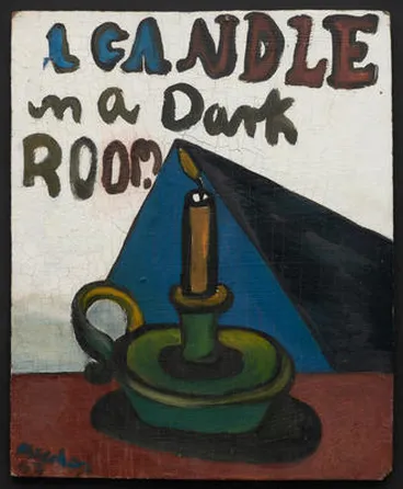 Image: A candle in a dark room