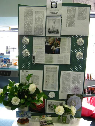 Suffrage Day display at Lyttelton Image: Suffrage Day display at Lyttelton