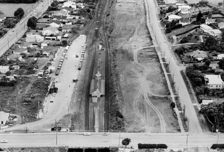 Aerial view of the Remuera Railway Station, 1964