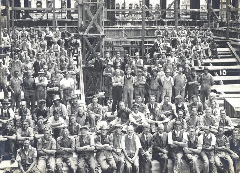 Fletcher Construction work team on site of Dunedin Post Office site