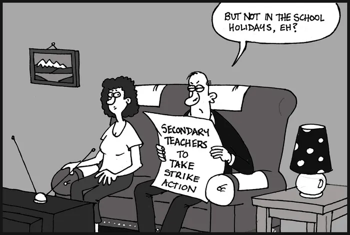 Ekers, Paul, 1961-: Secondary teachers to take strike action. 31 August 2010