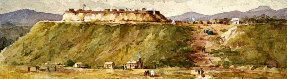 Watercolour of Colvilles Redoubt at Maketu 1864 (Artist unknown)